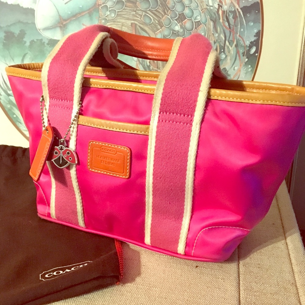 Authentic Coach Small Ladybug Hamptons Tote